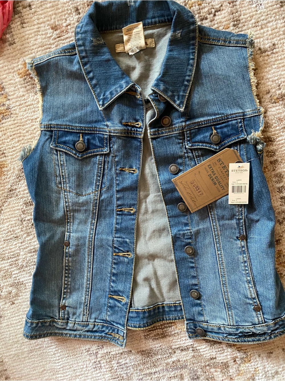 Stetson Blue Denim Sleeveless Jean Jacket Vest small